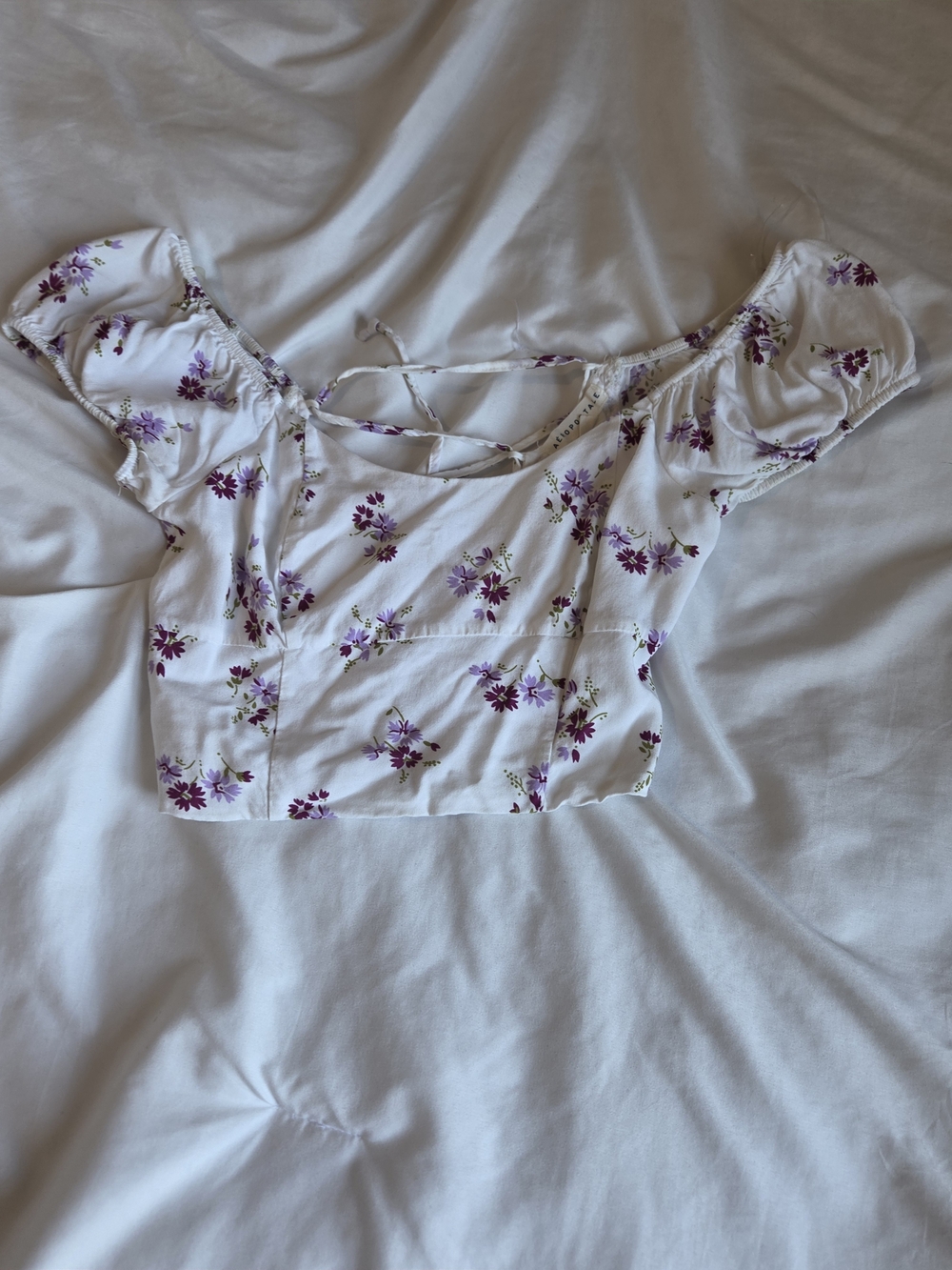Aeropostale White Crop Top with Purple Floral Print (Sold Out)